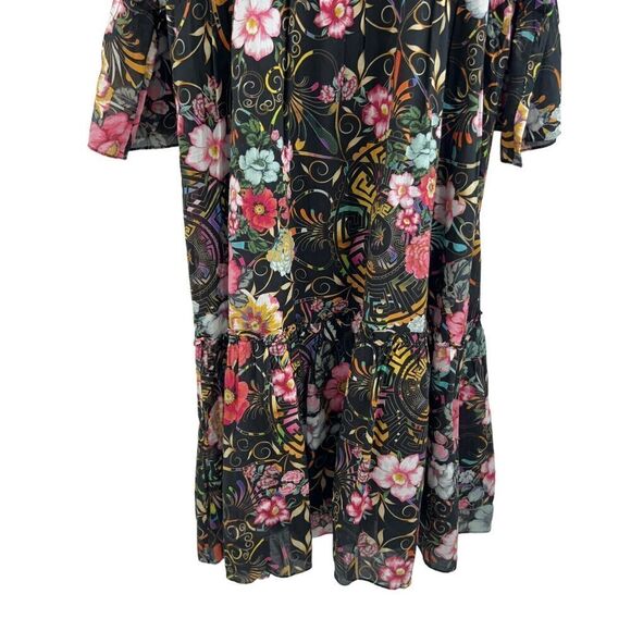 Johnny Was Floral Midi Dress - Black and Multicolor - Picture 3 of 14